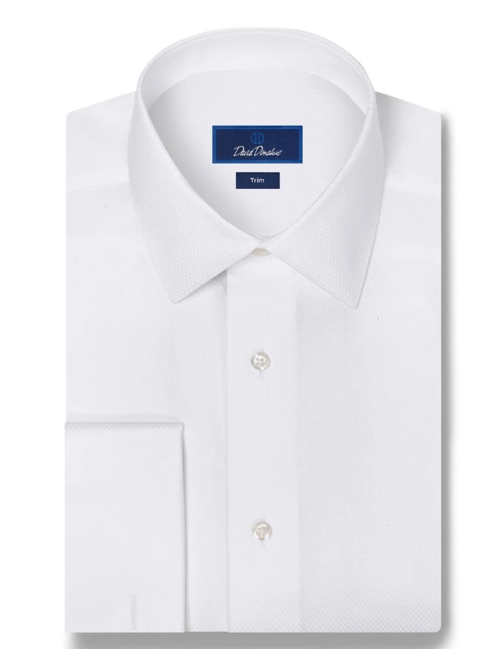 David Donahue Dobby Weaver White Trim Fit Dress Shirt 16 32/33